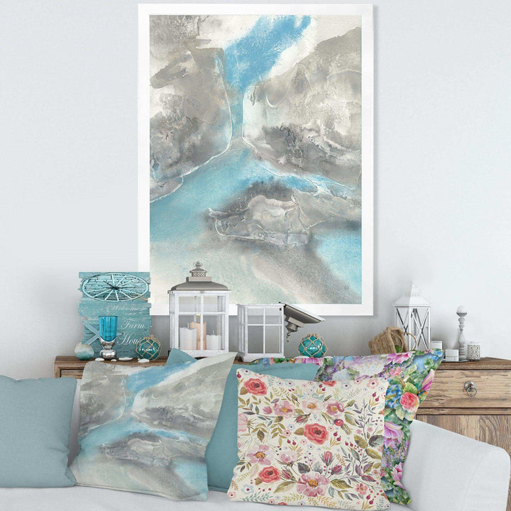 Watercolor Minimal Blue Tones II - Mid-Century Modern Living Room Wall Decor