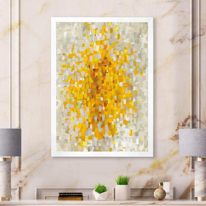 Glam Yellow Explosion Blocks - Modern Living Room Wall Decor