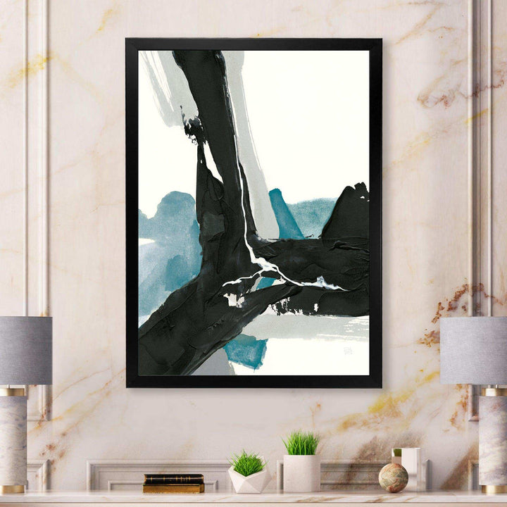 Geometric Black and Teal III - Modern Bedroom Wall Art
