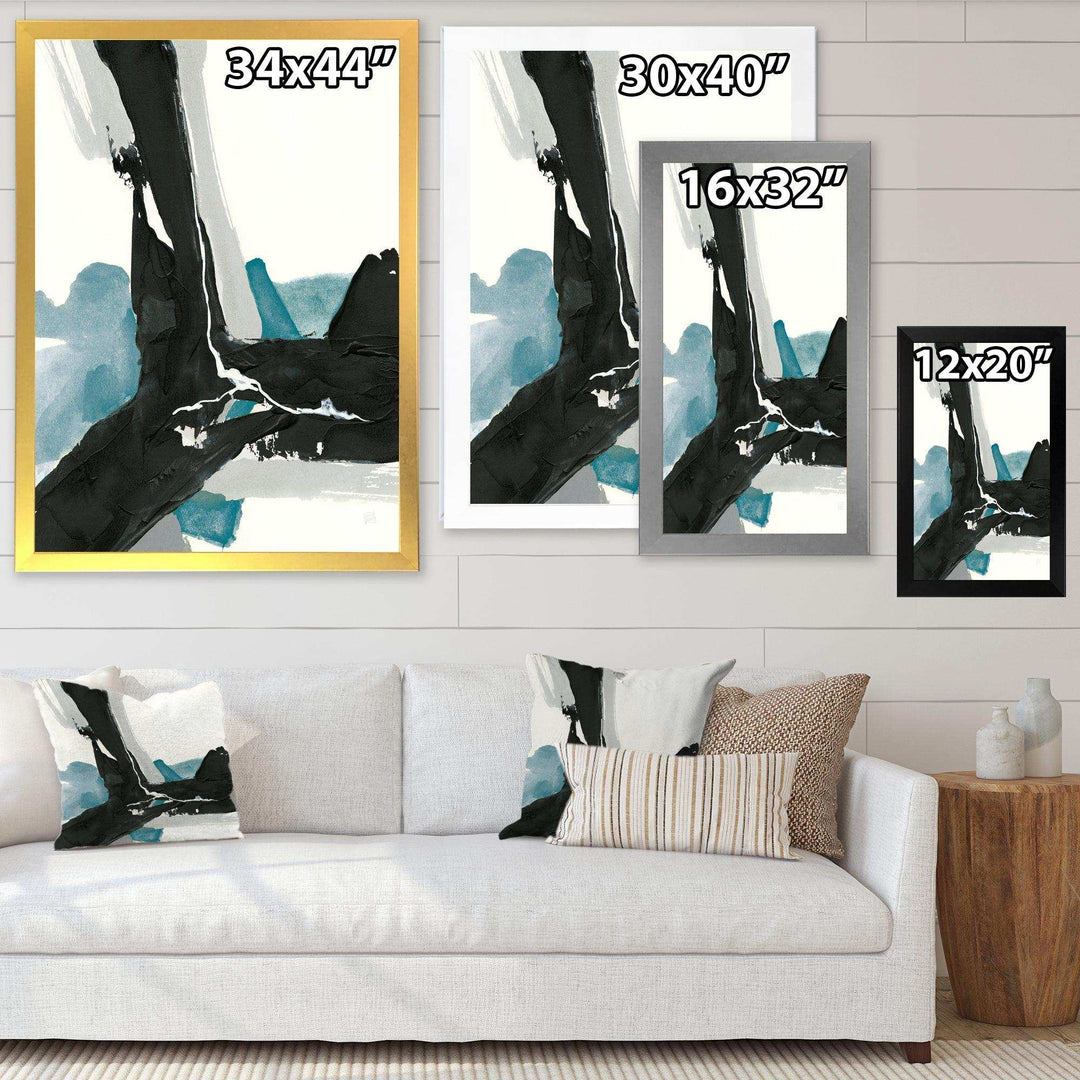 Geometric Black and Teal III - Modern Bedroom Wall Art