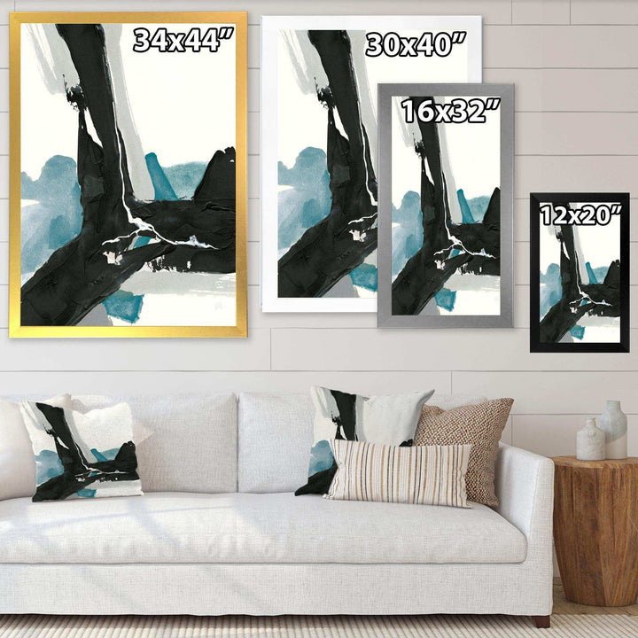 Geometric Black and Teal III - Modern Bedroom Wall Art