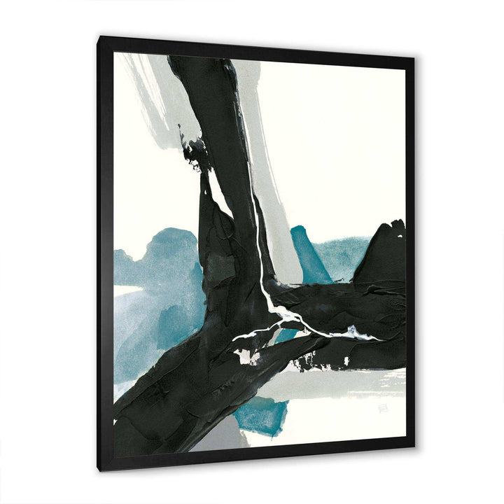 Geometric Black and Teal III - Modern Bedroom Wall Art
