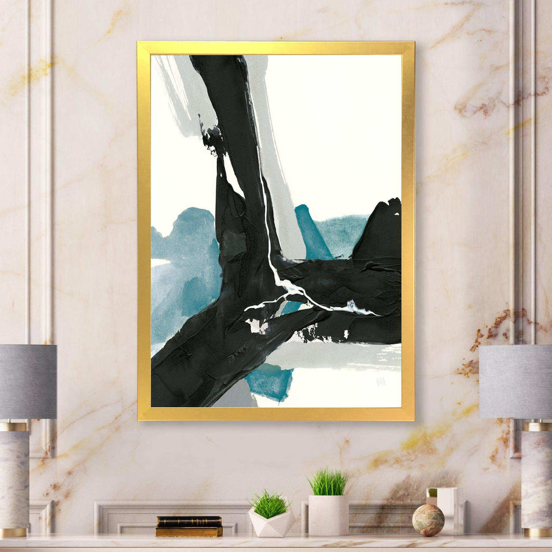 Geometric Black and Teal III - Modern Bedroom Wall Art