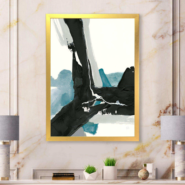 Geometric Black and Teal III - Modern Bedroom Wall Art