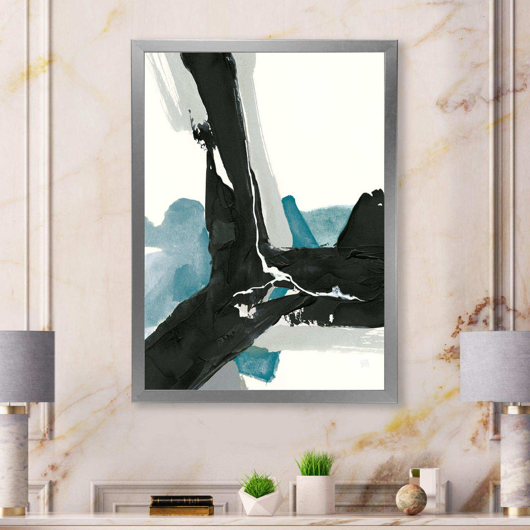 Geometric Black and Teal III - Modern Bedroom Wall Art