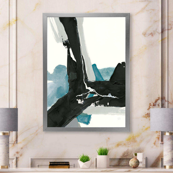 Geometric Black and Teal III - Modern Bedroom Wall Art