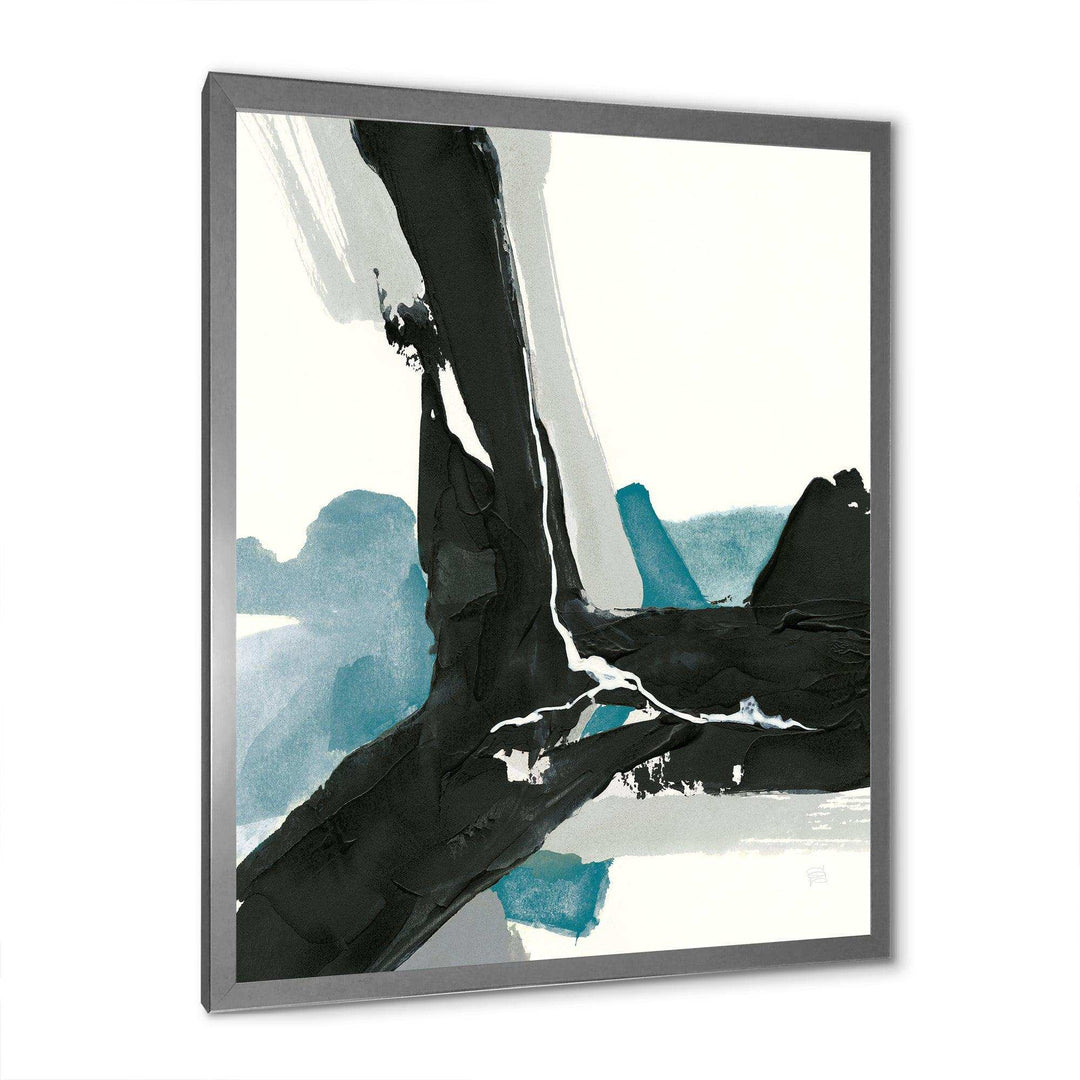 Geometric Black and Teal III - Modern Bedroom Wall Art
