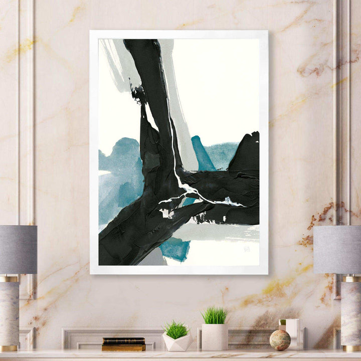 Geometric Black and Teal III - Modern Bedroom Wall Art