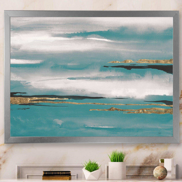 Glam Teal Watercolor II - Modern Canvas Wall Art