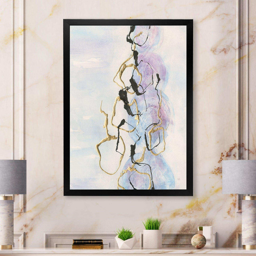 Gold Lines on Pastel I - Shabby Chic Bedroom Wall Art