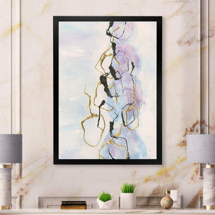Gold Lines on Pastel I - Shabby Chic Bedroom Wall Art