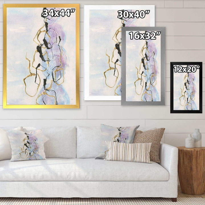 Gold Lines on Pastel I - Shabby Chic Bedroom Wall Art