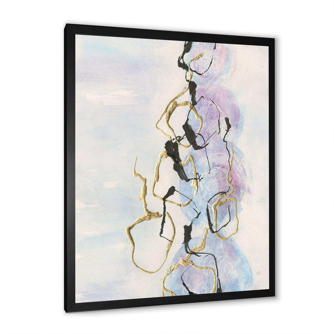 Gold Lines on Pastel I - Shabby Chic Bedroom Wall Art