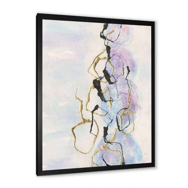 Gold Lines on Pastel I - Shabby Chic Bedroom Wall Art