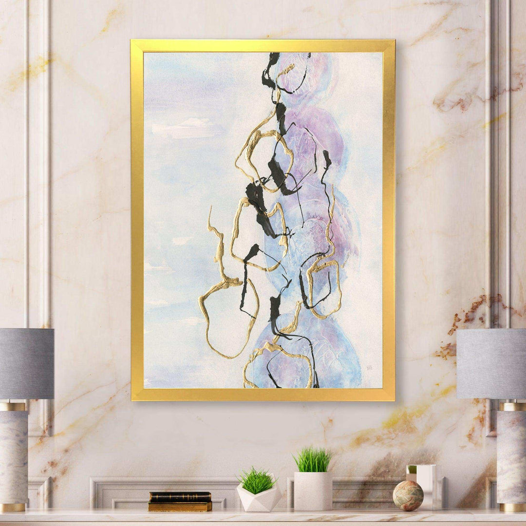 Gold Lines on Pastel I - Shabby Chic Bedroom Wall Art