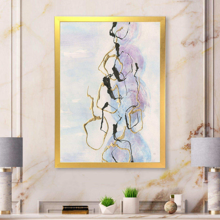 Gold Lines on Pastel I - Shabby Chic Bedroom Wall Art