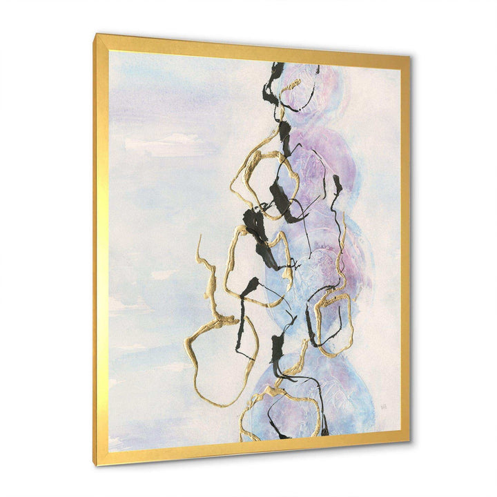 Gold Lines on Pastel I - Shabby Chic Bedroom Wall Art
