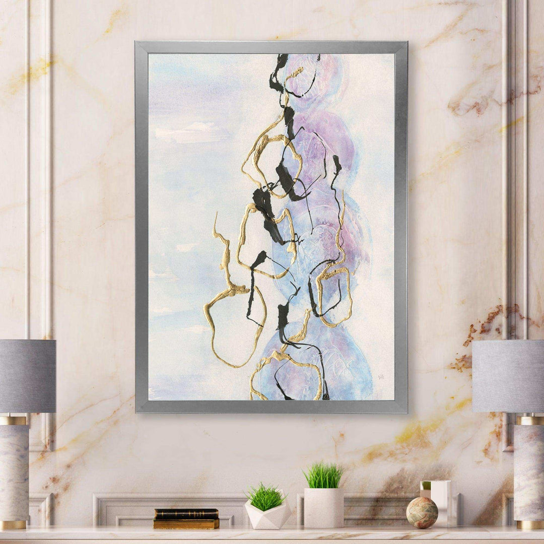 Gold Lines on Pastel I - Shabby Chic Bedroom Wall Art
