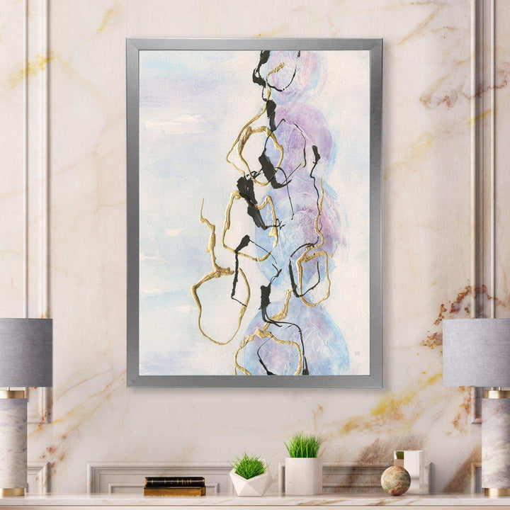 Gold Lines on Pastel I - Shabby Chic Bedroom Wall Art