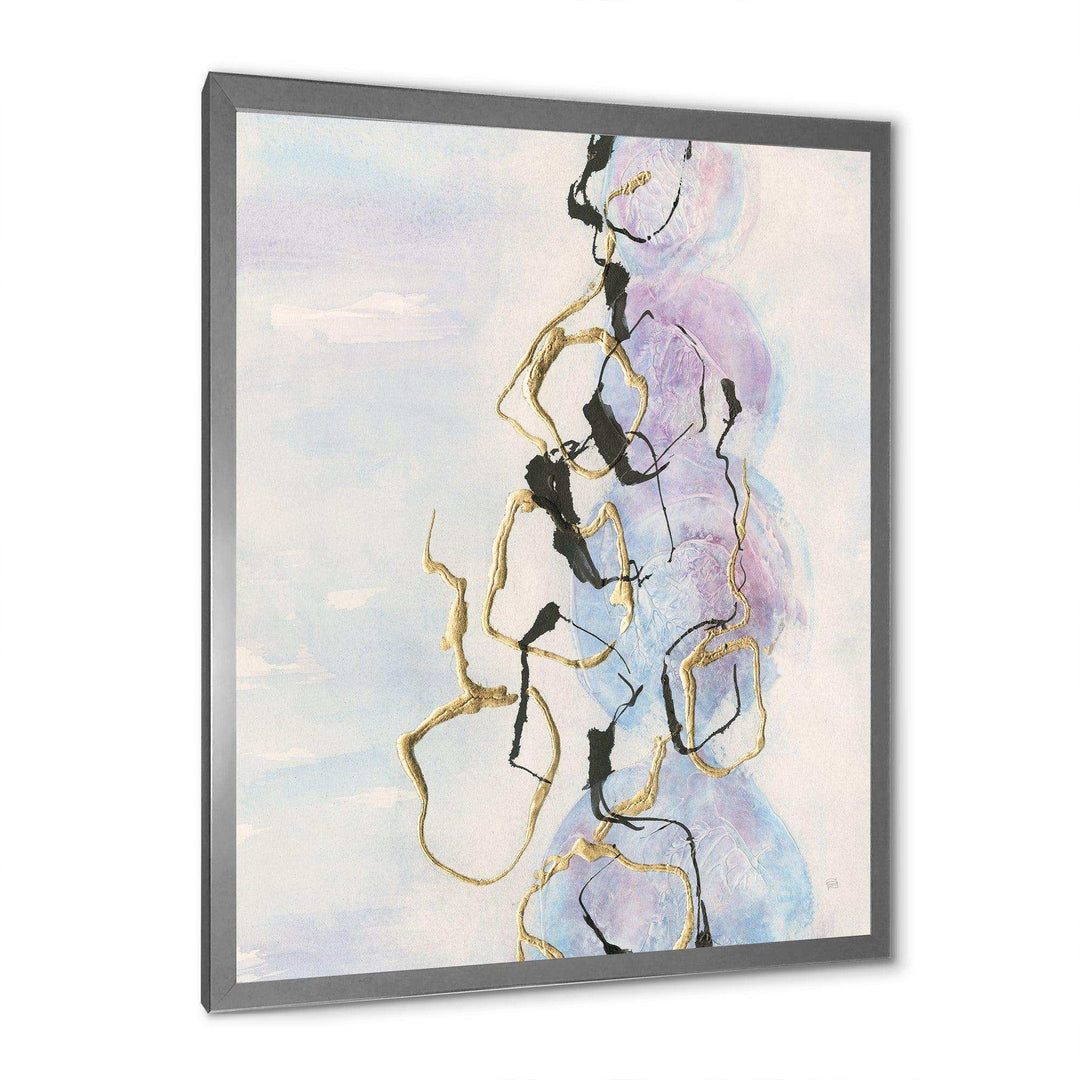 Gold Lines on Pastel I - Shabby Chic Bedroom Wall Art