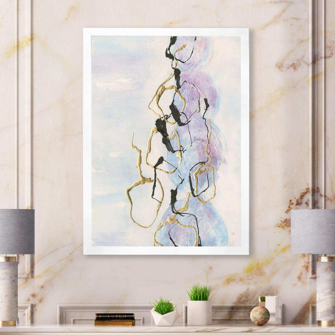 Gold Lines on Pastel I - Shabby Chic Bedroom Wall Art