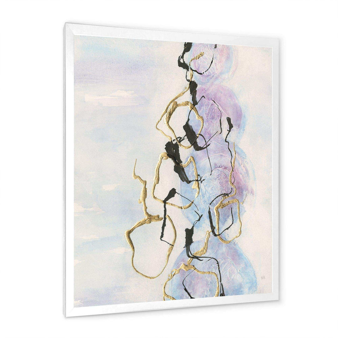 Gold Lines on Pastel I - Shabby Chic Bedroom Wall Art