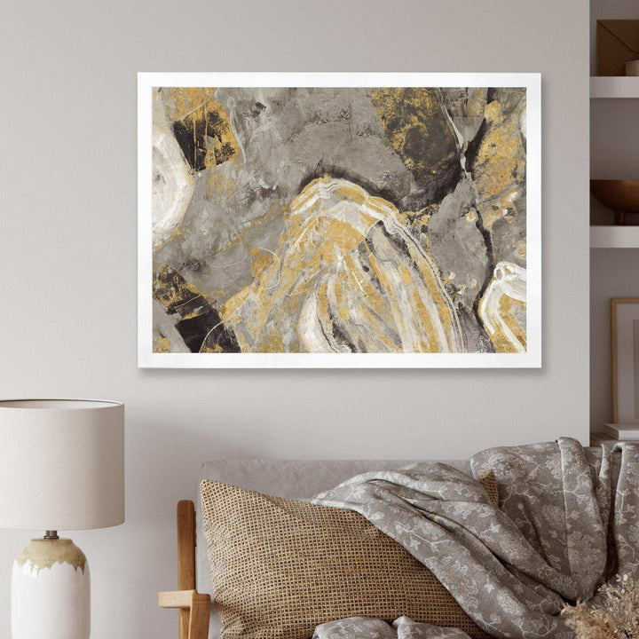 Painted Gold Stone - Cabin &amp; Lodge Canvas Wall Art