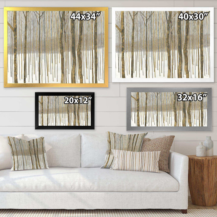 Forest in Winter Gold - Cabin &amp; Lodge Wall Art Prints