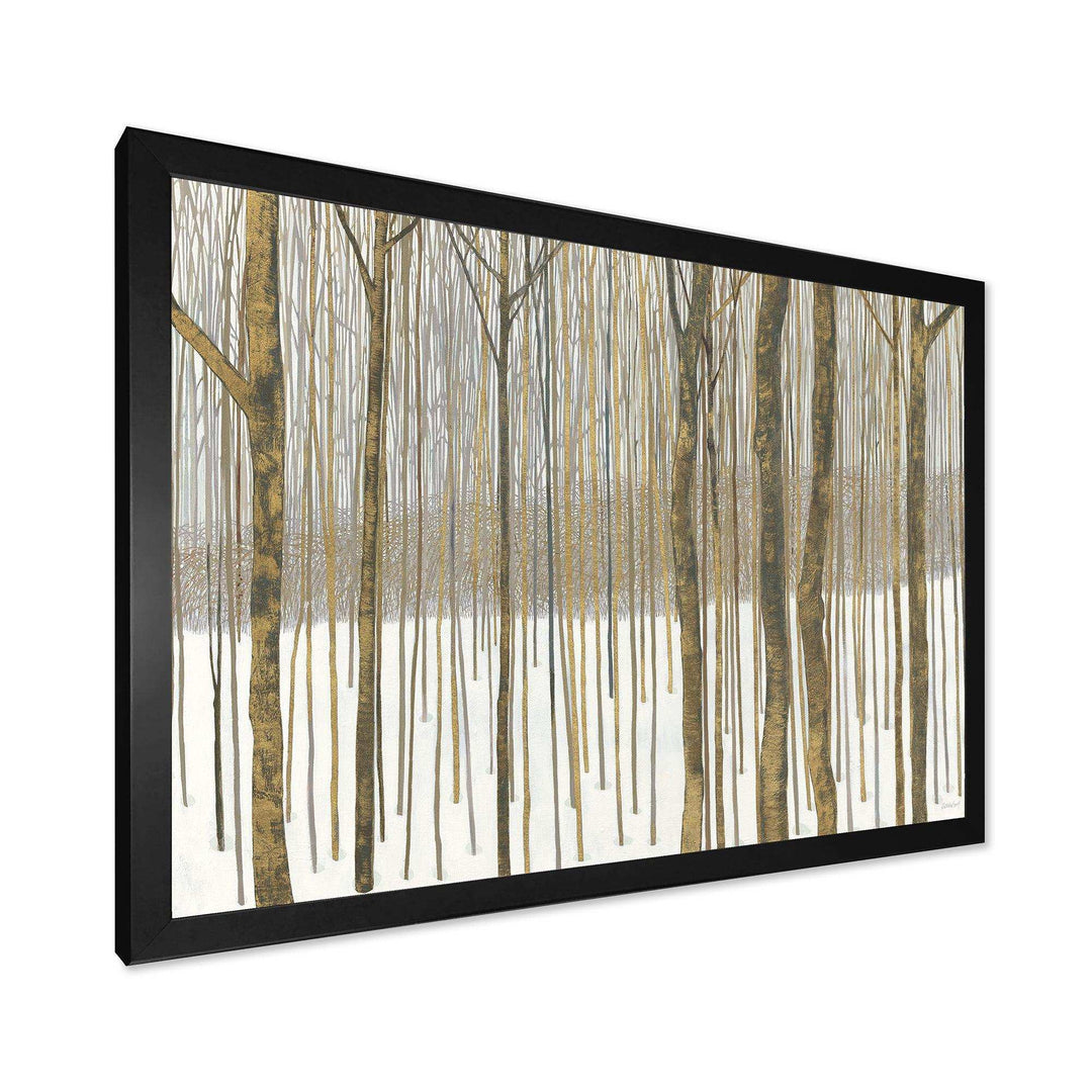 Forest in Winter Gold - Cabin &amp; Lodge Wall Art Prints