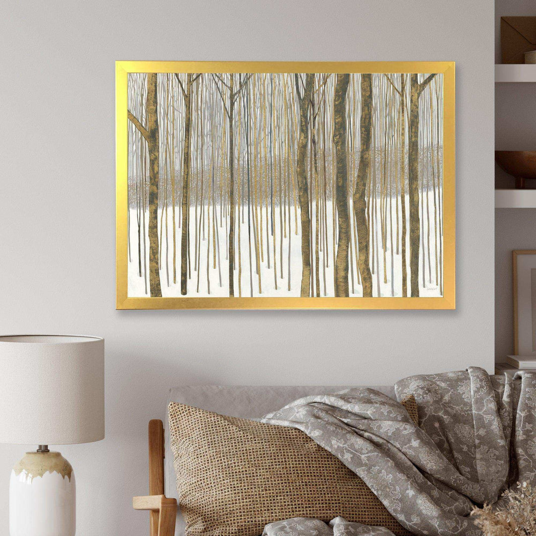 Forest in Winter Gold - Cabin &amp; Lodge Wall Art Prints