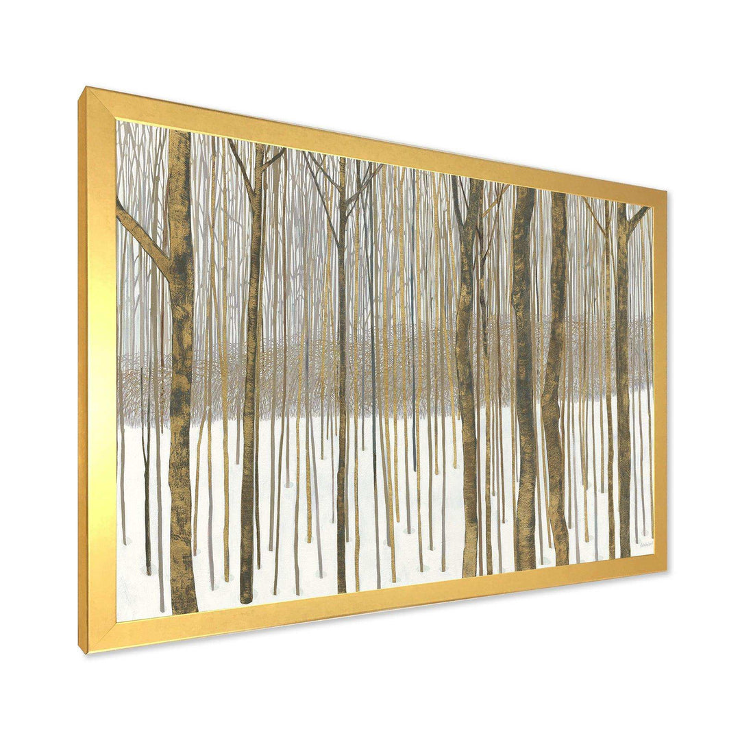 Forest in Winter Gold - Cabin &amp; Lodge Wall Art Prints
