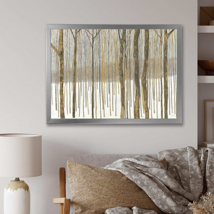 Forest in Winter Gold - Cabin &amp; Lodge Wall Art Prints