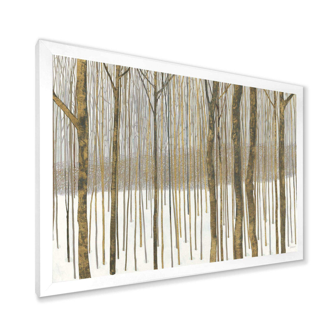 Forest in Winter Gold - Cabin &amp; Lodge Wall Art Prints