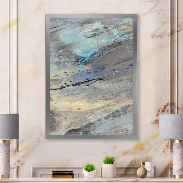 Rock Teal Panel I - Modern Living Room Wall Decor