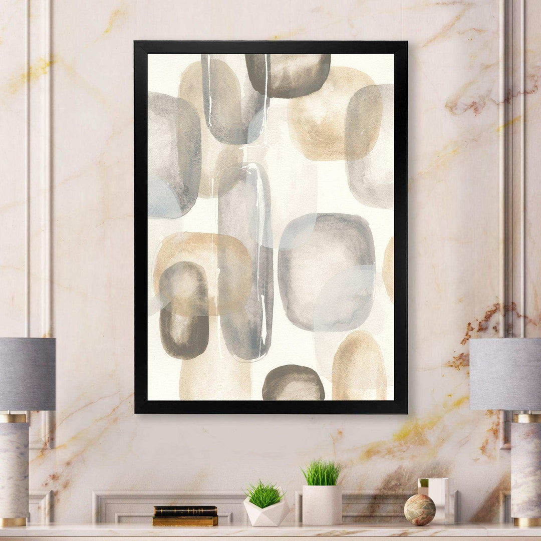 Neutral Oval Grey Stones I - Modern Canvas Wall Art