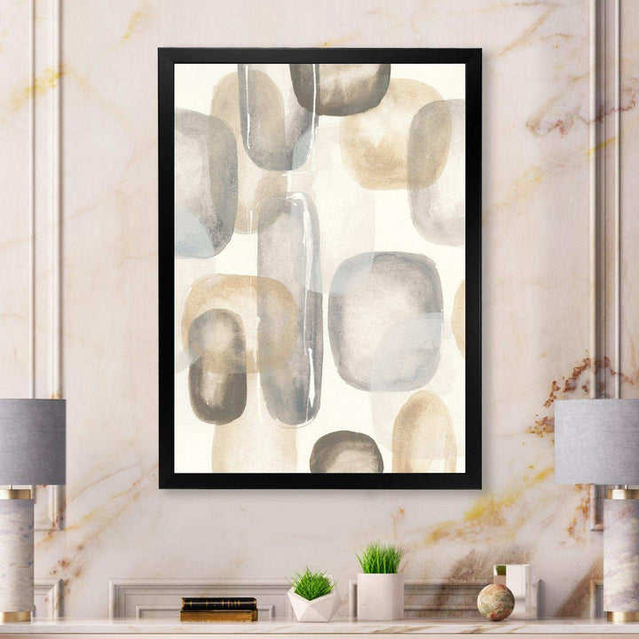 Neutral Oval Grey Stones I - Modern Canvas Wall Art