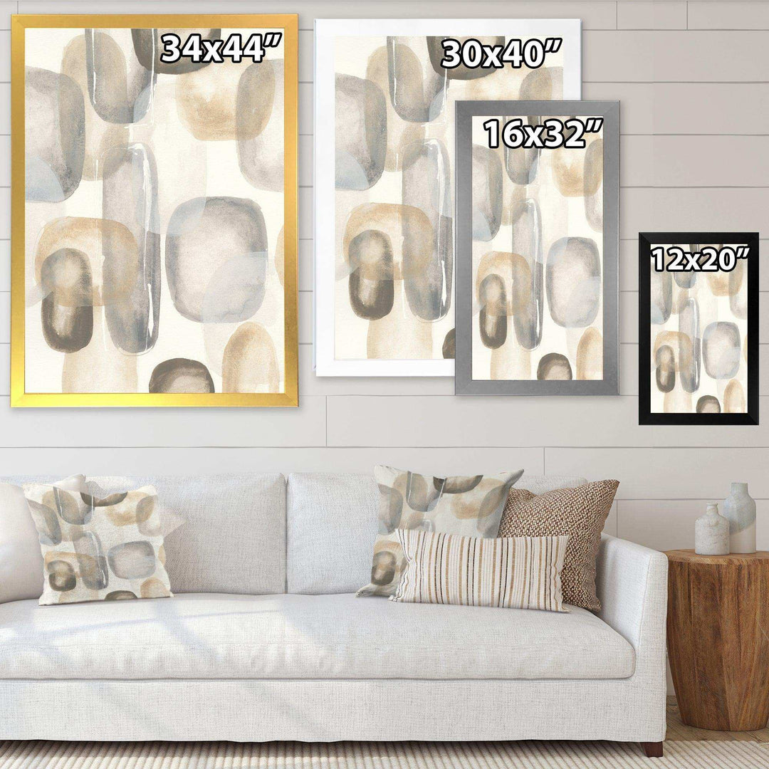 Neutral Oval Grey Stones I - Modern Canvas Wall Art