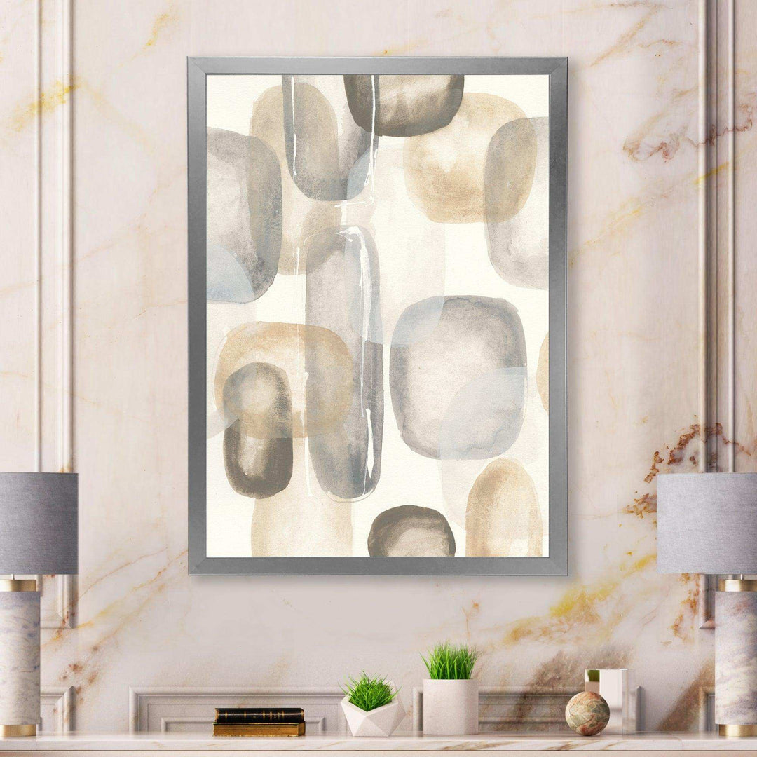 Neutral Oval Grey Stones I - Modern Canvas Wall Art