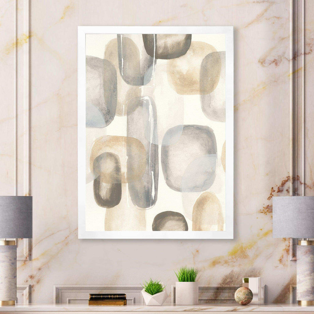 Neutral Oval Grey Stones I - Modern Canvas Wall Art