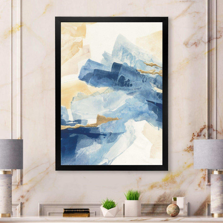 Metallic Gold Indigo II - Modern Living Room Wall Decor