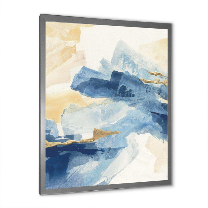 Metallic Gold Indigo II - Modern Living Room Wall Decor