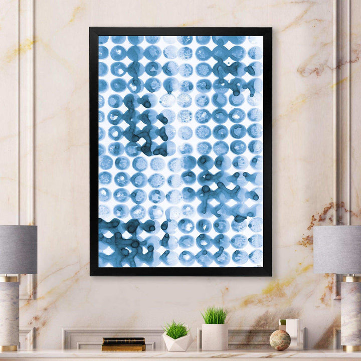 Indigo watercolor geometrical II - Mid-Century Modern Bedroom Wall Art
