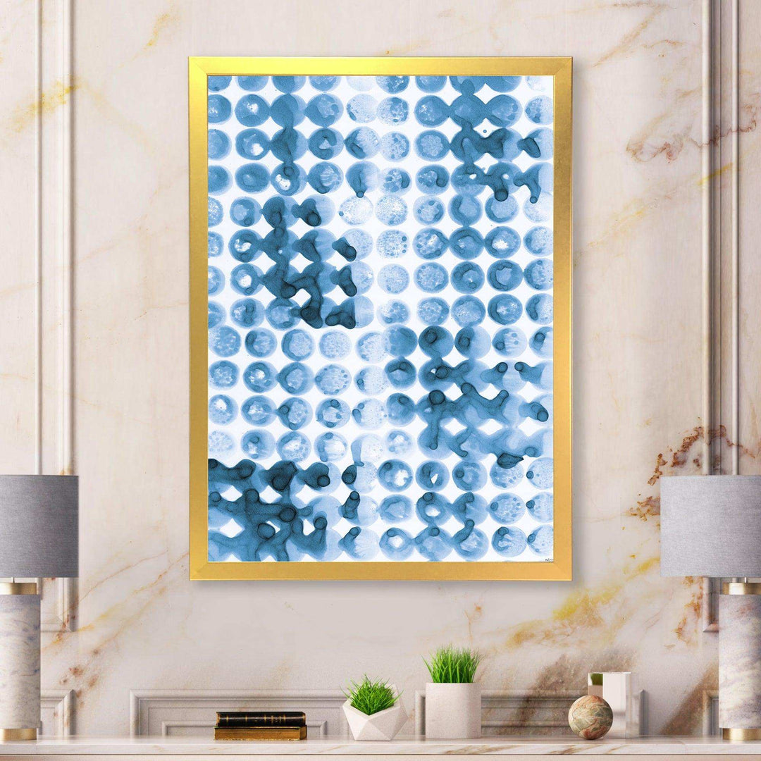 Indigo watercolor geometrical II - Mid-Century Modern Bedroom Wall Art