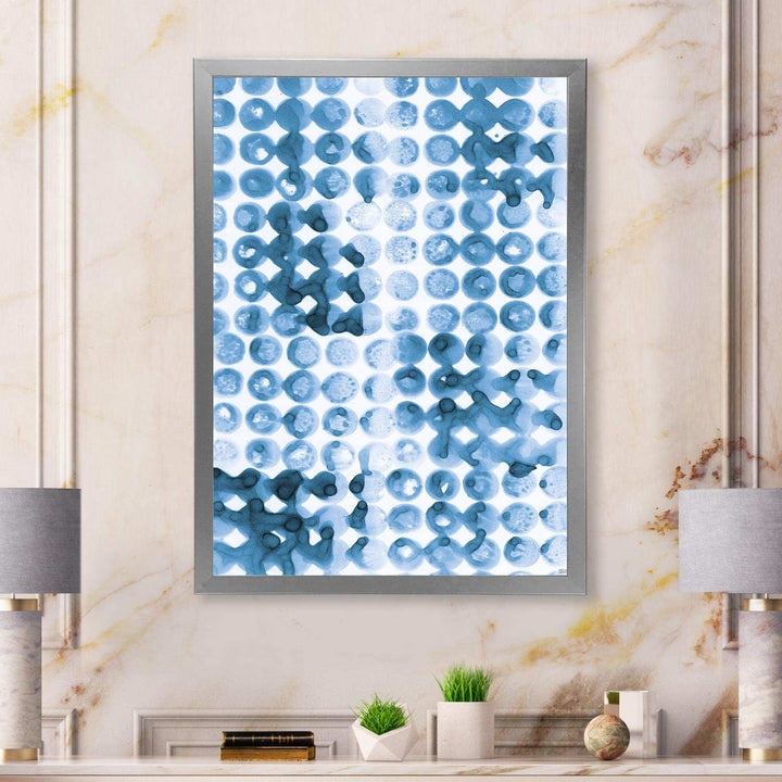 Indigo watercolor geometrical II - Mid-Century Modern Bedroom Wall Art