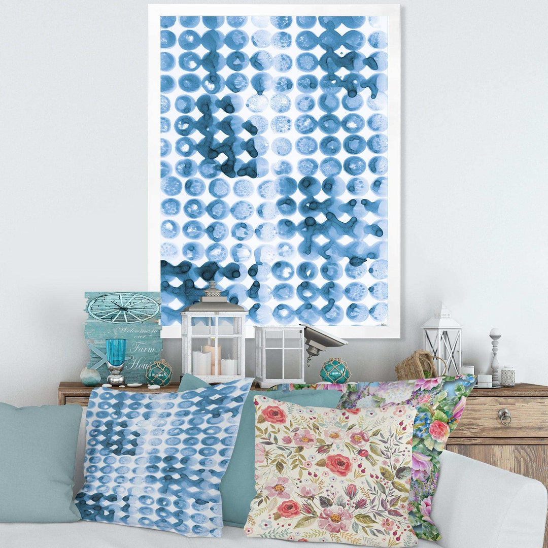 Indigo watercolor geometrical II - Mid-Century Modern Bedroom Wall Art