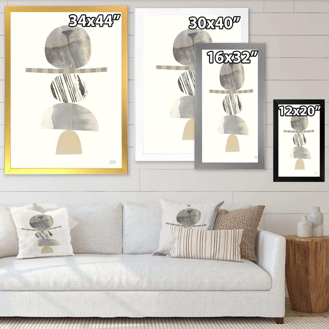 Geometric Balance Neutral I - Shabby Chic Living Room Wall Decor