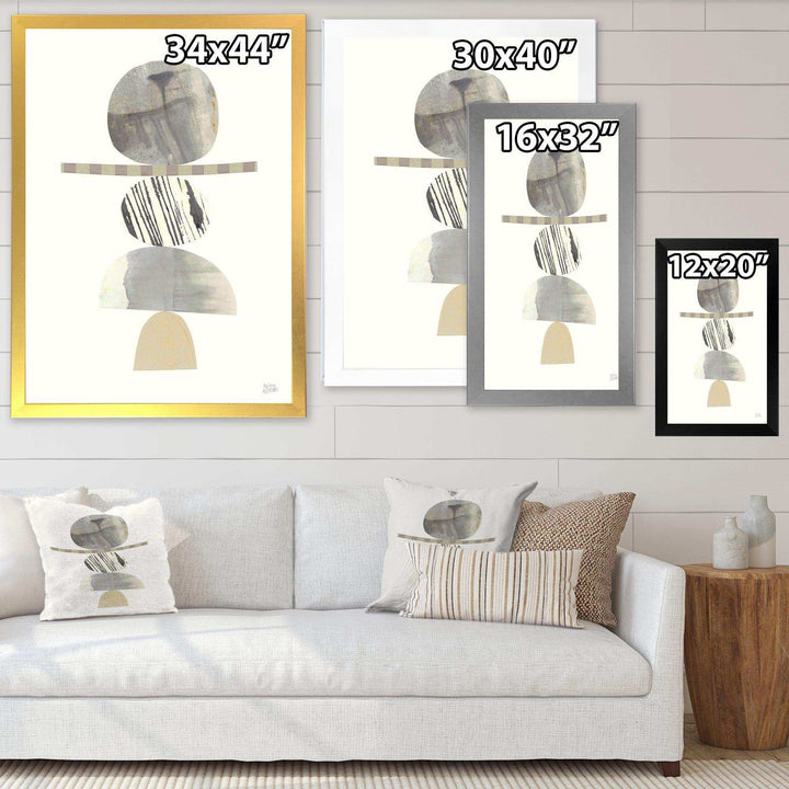 Geometric Balance Neutral I - Shabby Chic Living Room Wall Decor