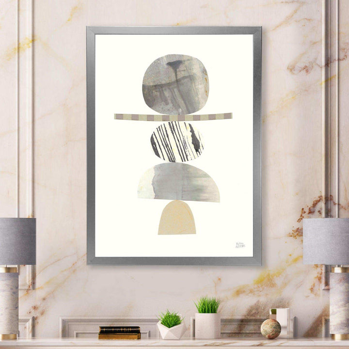 Geometric Balance Neutral I - Shabby Chic Living Room Wall Decor