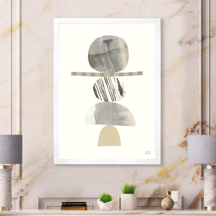 Geometric Balance Neutral I - Shabby Chic Living Room Wall Decor