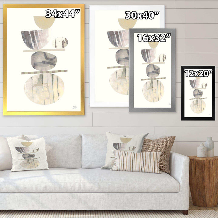 Geometric Balance Neutral II - Shabby Chic Bedroom Wall Art
